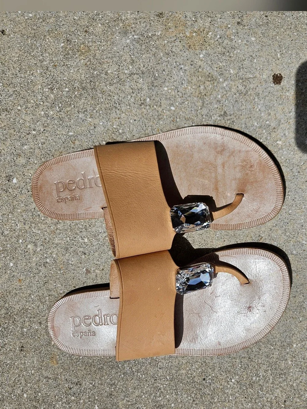 Pedro Garcia Espana Womens Thong Sandals Size 7 EUR 37 Swarovski Crystals Brown
